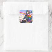 LGBTQIA+ Anime-Girl Lesbischer Stolz Quadratischer Aufkleber (Tasche)
