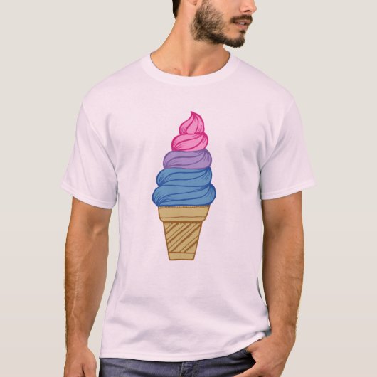 LGBTQIA+ Bisexueller Stolz Soft Servieren Eiscreme T-Shirt (Vorderseite)