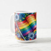 LGBTQIA+-Fahnen, Regenbögen, Blume Kaffeetasse (Vorderseite Links)