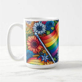 LGBTQIA+-Fahnen, Regenbögen, Blume Kaffeetasse