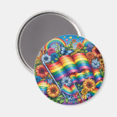 LGBTQIA+-Fahnen, Regenbögen, Blume Magnet (Vorderseite/Rückseite)