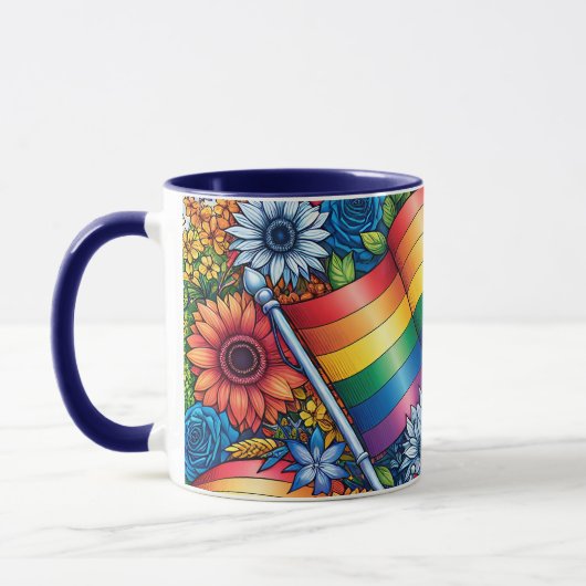 LGBTQIA+-Fahnen, Regenbögen, Blume Tasse (Links)
