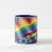 LGBTQIA+-Fahnen, Regenbögen, Blume Tasse (Zentrum)