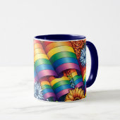 LGBTQIA+-Fahnen, Regenbögen, Blume Tasse (VorderseiteRechts)