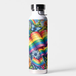 LGBTQIA+-Fahnen, Regenbögen, Blume Trinkflasche