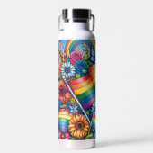 LGBTQIA+-Fahnen, Regenbögen, Blume Trinkflasche (Vorne)
