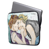LGBTQIA+ Frauen küssen Aquarellkunst Laptopschutzhülle (Vorderseite Links)
