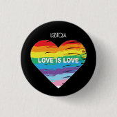 LGBTQIA Liebe ist Liebe, Pride Rainbow Heart Button (Vorderseite)