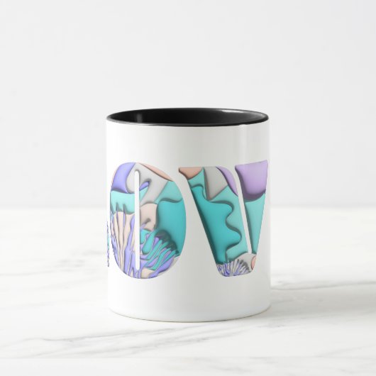 LGBTQIA-LIEBE ist LIEBE-Rainbow-Herzpreisflagge Tasse (Zentrum)