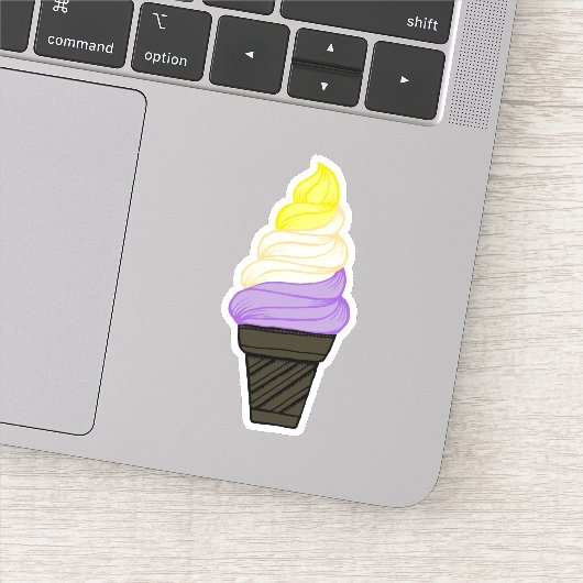 LGBTQIA+ Nicht binärer Stolz Soft Serve Eiscreme C Aufkleber (Detail)