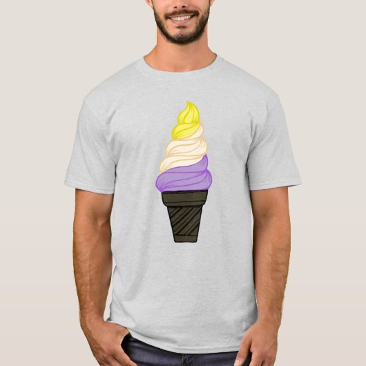 LGBTQIA+ Nicht binärer Stolz Soft Serve Eiscreme C T-Shirt (Vorderseite)