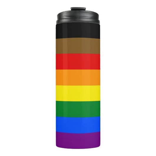 LGBTQIA PRIDE BLACK & BROWN RAINBOIN THERMOSBECHER (Vorderseite)