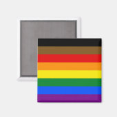 LGBTQIA PRIDE BLACK & BROWN RAINBOW MAGNET (Vorderseite/Rückseite)