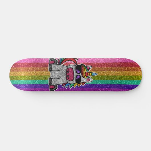 LGBTQIA Pride Flag Glitzer Rainbow Unicorn Sk8r Skateboard (Horizontal)