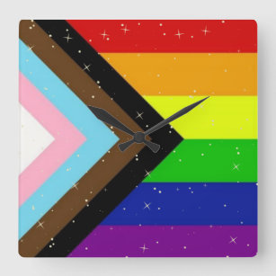 LGBTQIA+-Quadrat-Mauer Quadratische Wanduhr