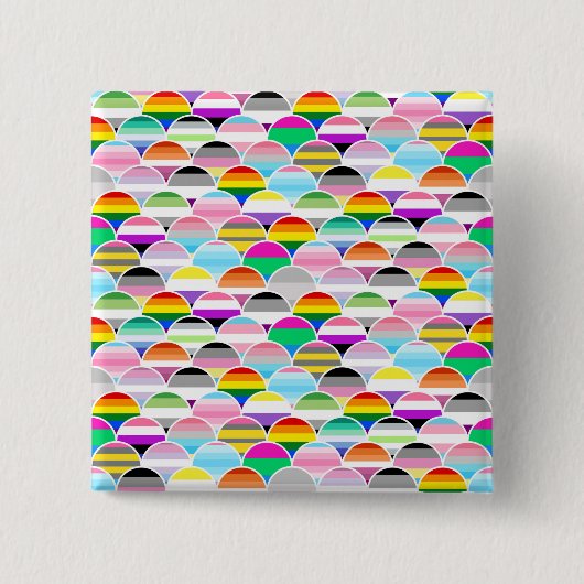 LGBTQIA+ Queer gewellte Pride-Flaggen-Fans Button (Vorderseite)