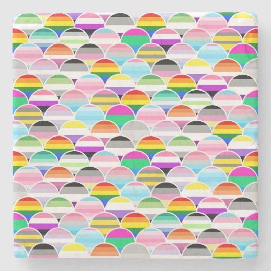 LGBTQIA+ Queer gewellte Pride-Flaggen-Fans Steinuntersetzer (Vorderseite)