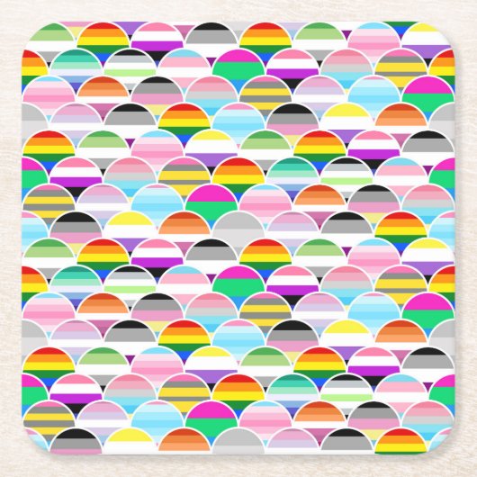 LGBTQIA+ Queer Scalloped Pride Flag Fans Rechteckiger Pappuntersetzer (Vorderseite)