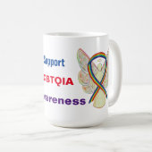 LGBTQIA Rainbow Awareness Ribbon Angel Coffee Tass Kaffeetasse (VorderseiteRechts)