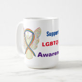LGBTQIA Rainbow Awareness Ribbon Angel Coffee Tass Kaffeetasse (Vorderseite Links)
