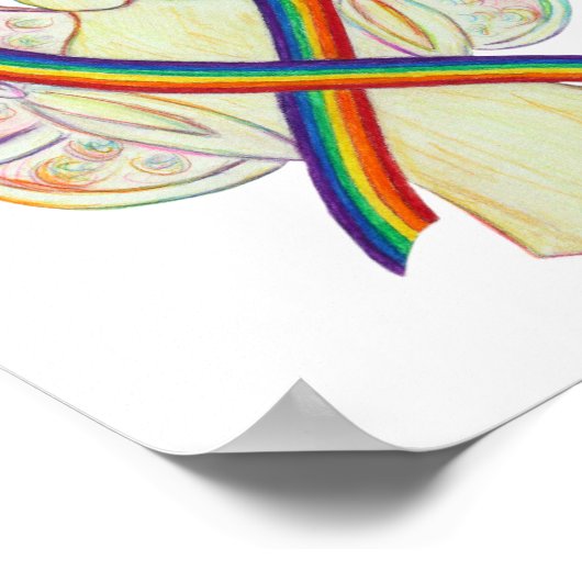 LGBTQIA Rainbow Awareness Ribbon Poster Art Print (Ecke)