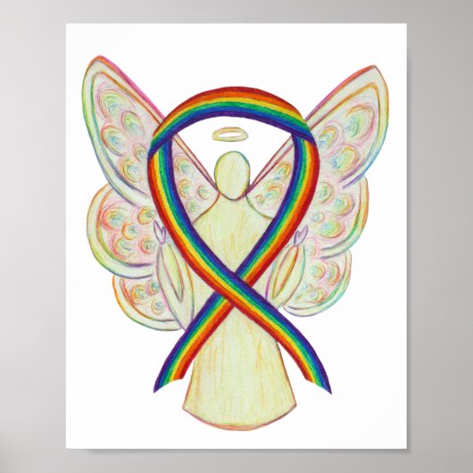 LGBTQIA Rainbow Awareness Ribbon Poster Art Print (Vorne)