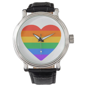 LGBTQIA Rainbow Heart Watch Armbanduhr