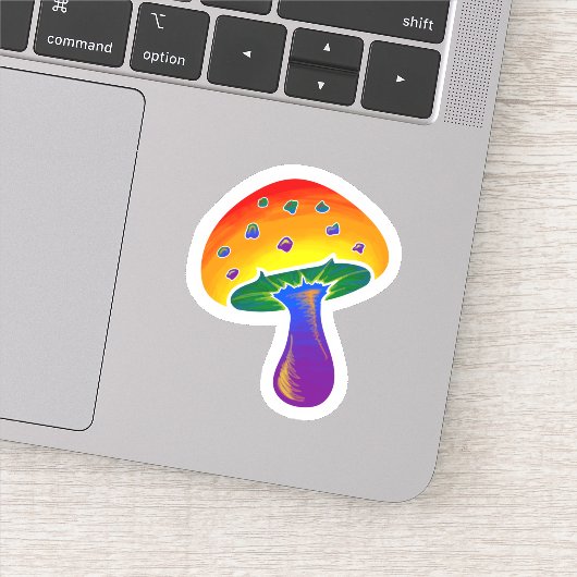 LGBTQIA Rainbow Pride Mushroom-Muster Aufkleber (Detail)
