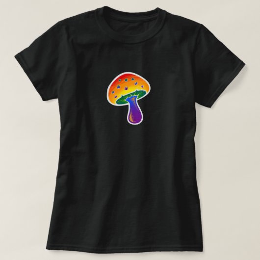LGBTQIA Rainbow Pride Mushroom-Muster T-Shirt (Design vorne)