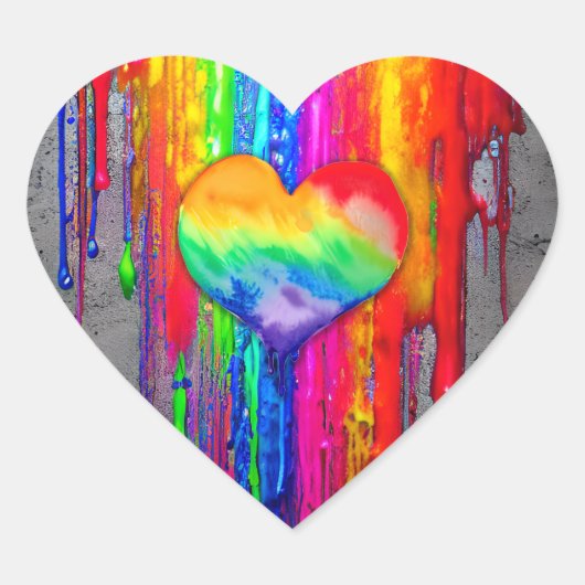 LGBTQIA+ Regenbogen Herz-Aufkleber (Vorderseite)