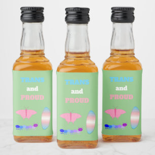 LGBTQIA Transgender Pride Raupe zum Schmettern Alkoholflaschenetikett
