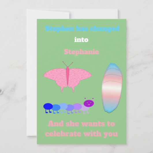 LGBTQIA Transgender Pride Raupe zum Schmettern Einladung (Vorderseite)