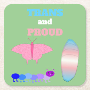 LGBTQIA Transgender Pride Raupe zum Schmettern Rechteckiger Pappuntersetzer