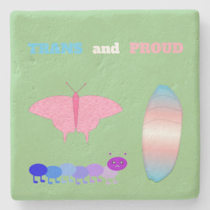 LGBTQIA Transgender Pride Raupe zum Schmettern Steinuntersetzer