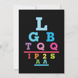 LGBTQQIP2SAA Gay Pride-Sehtesttafel-Akronym Feiertagskarte
