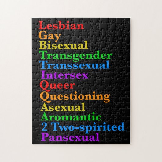 LGBTTIQAA2P Pride Diversity Rainbow LGBTQ Akronym Puzzle (Vertikal)