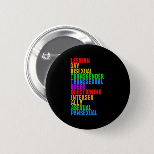 LGBTTQIAAP Pride Diversity Rainbow Acrostic Button (Vorne & Hinten)