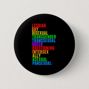 LGBTTQIAAP Pride Diversity Rainbow Acrostic Button