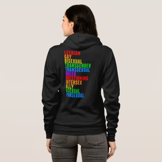 LGBTTQIAAP Pride Diversity Rainbow Acrostic Hoodie (Schwarz voll)