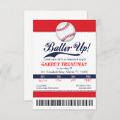 LGC Batter Up Baseball Ticket 2. Version Einladung (Vorne/Hinten)