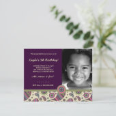 LGC| Süße Paisley Lila Einladung (Stehend Vorderseite)