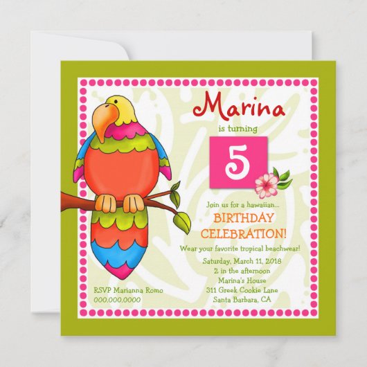 LGC | tropische Papagei-dise Einladung (Vorderseite)