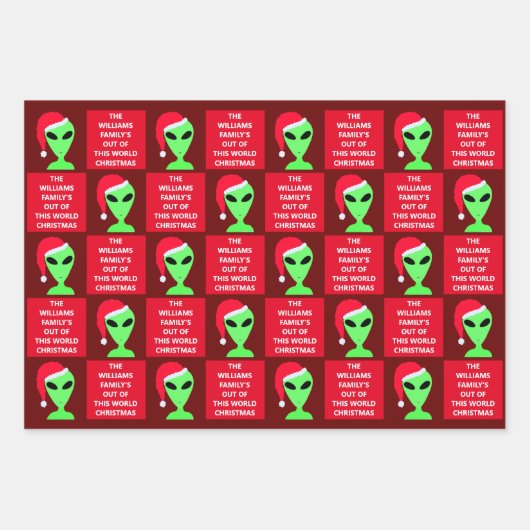 LGM in einer Weihnachtsmannmütze Niedliches Sortim Geschenkpapier Set (Vorderseite 2)