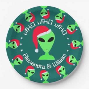 LGM in einer Weihnachtsmannmütze Personalisiertes  Pappteller