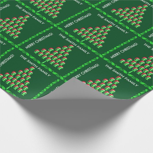 LGM in einer Weihnachtsmannmütze Weihnachtsbaum au Geschenkpapier (Ecke)