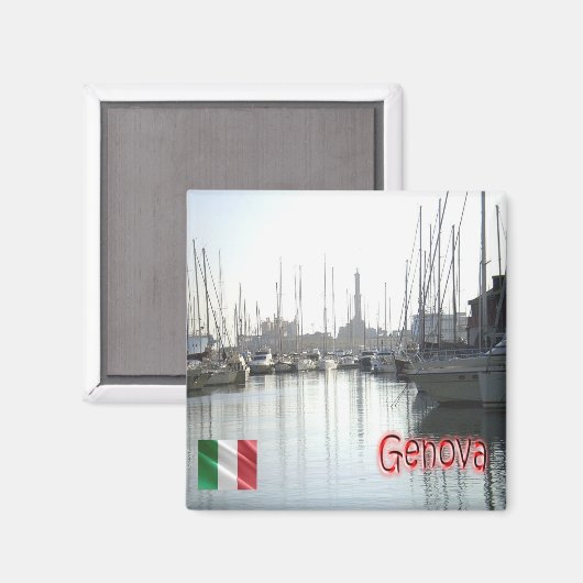 LGR148 GENOA Port, Ligurien, Italien, Kühlschrank Magnet (Vorderseite/Rückseite)