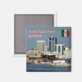 LGR159 GENOA, World Trade Centre, Kühlschrank Magnet (Vorderseite/Rückseite)