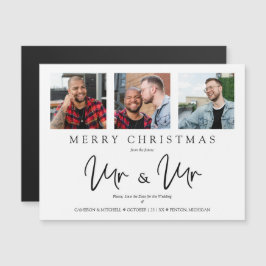 LGTB Gay Whimsical MR & MR Christmas Wedding Photo Magnetkarte