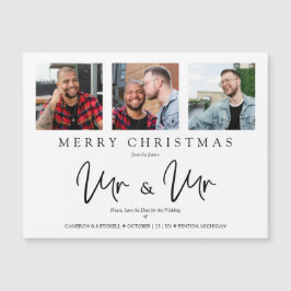 LGTB Gay Whimsical MR & MR Christmas Wedding Photo Magnetkarte