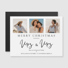 LGTB Lesbian Whimsical MRS & MRS Christmas Wedding Magnetkarte